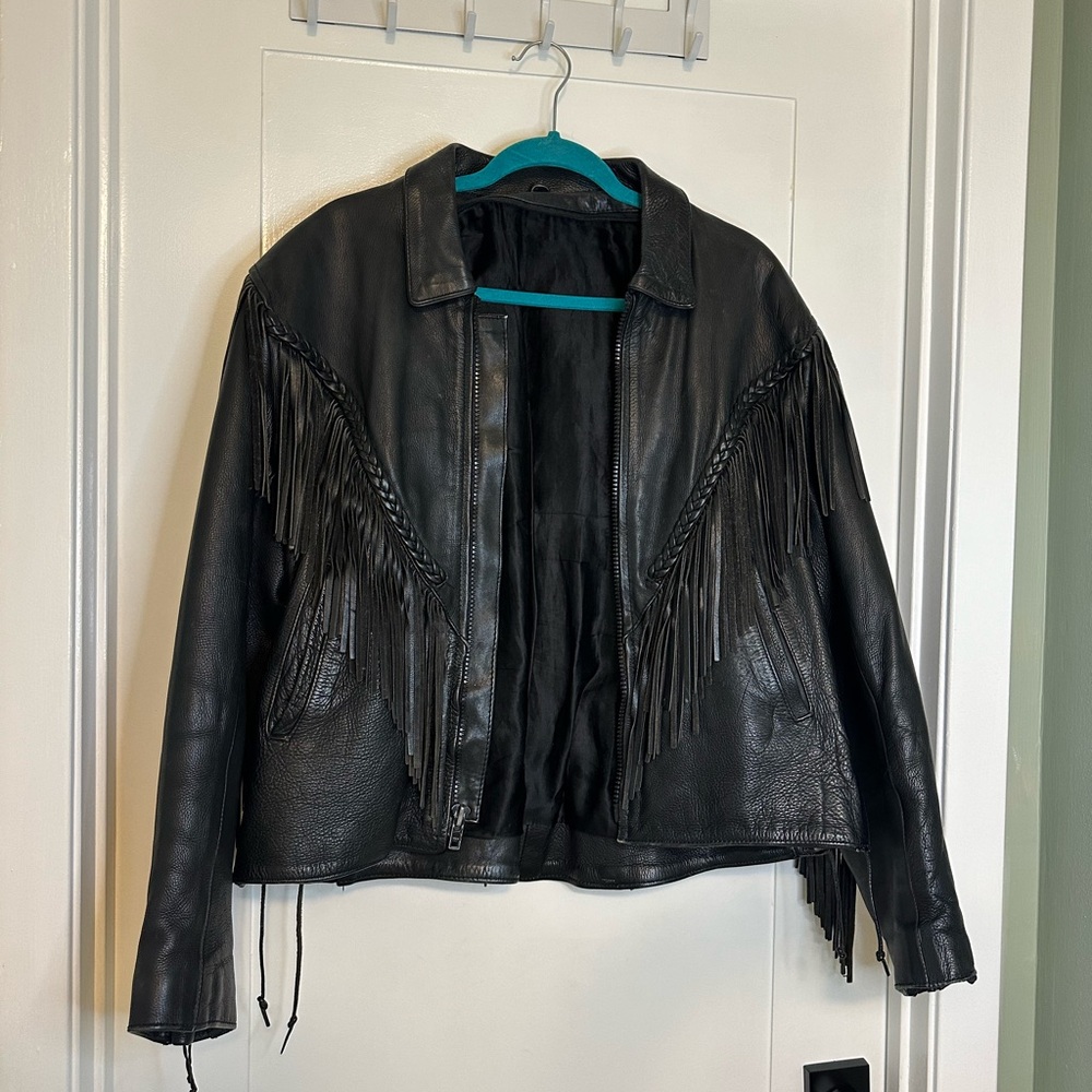Stylish Black Fringe Leather Jacket